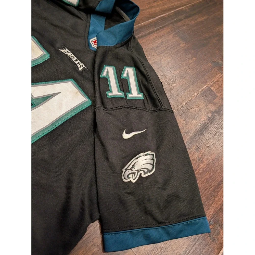 Philadelphia Eagles Football Jersey Youth Large Black NFL Nike Wentz 11 On Field